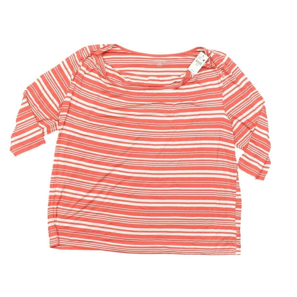 NEW Lane Bryant Plus Size 26/28 Multicolor Rayon Blouse Boat Neck 3/4 sleeve
